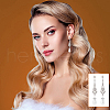 ANATTASOUL 2 Pairs 2 Colors Plastic Pearl Dangle Stud Earrings with Rhinestone EJEW-AN0004-19-5