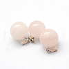 Round Natural Rose Quartz Pendants G-Q434-02-2