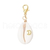 Copper Wire Wrapped Shell & Brass Star Moon Sun Pendant Decorations HJEW-JM03218-4