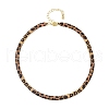 Leopard Print Alloy Snake Chain Necklaces for Women NJEW-K281-01-5
