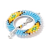 Seed Glass & Alloy Feather Pendant PALLOY-MZ00239-4