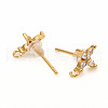 Brass Stud Earring Findings X-ZIRC-L096-14G-2