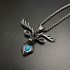 Deer Head Stainless Steel Pave Synthetic Turquoise Pendant Necklaces for Street Fashion CM8612-1