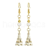 Alloy Enamel Eiffel Tower Dangle Earrings with Imitation Pearl Beaded EJEW-JE05422-03-1