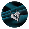 Heart Brass Full Crystal Rhinestone Pendant Necklaces for Women FS-WG5C853-01-3