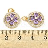 Rack Plating Brass Micro Pave Clear Cubic Zirconia Pendants KK-F089-02G-3