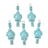 Dyed Synthetic Turquoise Turtle Rondelle Beaded Pendants PALLOY-JF04011-02-1