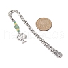 Natural Malaysia Jade & Green Aventurine Beaded Pendant Bookmarks with Alloy Tree of Life AJEW-JK00255-01-3