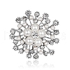 Flower Alloy Rhinestone Brooches for Women PW-WGD2C4F-01-1
