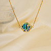Exquisite Brass Pave Clear Shiny Cubic Zirconia Flat Round with Star Pendant Necklaces DS0332-1