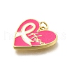 October Breast Cancer Pink Awareness Ribbon Brass Enamel Pendants KK-S517-04A-G-2