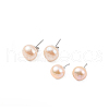 Mother's Day Jewellery Natural Pearl Round Bead Stud Earrings EJEW-E298-01E-02P-1