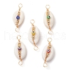 Natural Cowrie Shell & Handmade Evil Eye Lampwork Connetctor Charms PALLOY-JF02664-01-1