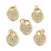 Brass Micro Pave Clear Cubic Zirconia Charms KK-E068-VB127-3