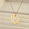 201 Stainless Steel Flower Heart Initial Pendant Necklaces for Women FS-WG08285-22-1