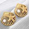 Shell Shape with Starfish 304 Stainless Steel Plastic Imitation Pearl Stud Earrings EJEW-Z109-04G-2