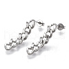 Brass Micro Pave Clear Cubic Zirconia Dangle Stud Earrings EJEW-N011-12P-NF-1