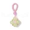 5Pcs 5 Colors Baking Painted Imitation Jade Glass Woven Clover Pendant Decorations HJEW-JM03148-4