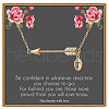 Brass Micro Pave Clear Cubic Zirconia Arrow with Letter Pendant Necklaces FS-WG43978-20-1