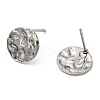 Non-Tarnish 201 Stainless Steel Textured Flat Round Stud Earring Findings EJEW-H096-03P-2