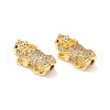 Brass Micro Pave Clear & Orchid Cubic Zirconia Beads KK-K266-05G-2