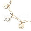 Sun & Heart 304 Stainless Steel Charm Bracelets for Women BJEW-JB11959-01-3
