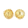 Flower Brass Micro Pave Clear Cubic Zirconia Bead Caps KK-V008-30G-1