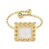 Ion Plating(IP) 304 Stainless Steel Enamel Square Cuff Finger Rings RJEW-L107-064G-01-2