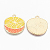 Light Gold Plated Alloy Enamel Pendants X-ENAM-T011-28KC-RS-2