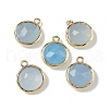 Brass Pave Dyed Natural White Jade Faceted Flat Round Charms G-U028-03G-10-1