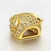 CZ Brass Micro Pave AAA Cubic Zirconia 3D Leopard Head Beads ZIRC-L012-09G-NR-2