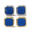 6 Pair 2 Color Square Acrylic Stud Earrings EJEW-A024-03B-2