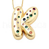 Brass Micro Pave Cubic Zirconia Letter Pendant Necklaces KK-Z069-01G-K-1