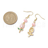 Valentine's Day Alloy Enamel Flower Dangle Earrings EJEW-JE06273-02-3