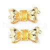 Brass Pave Cubic Zirconia Connector Charms KK-L208-01G-07-2