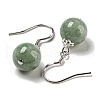 Natural Jadeite Round Ball Dangle Earrings EJEW-H307-01P-3