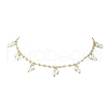 Brass Handmade Cable Link Chain Glass Pearl Tassel Necklaces for Women NJEW-JN05292-2