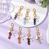 Natural & Synthetic Gemstone Chip & Flat Round with Number 0~9 Alloy Enamel Pendant Decorations HJEW-JM02358-2