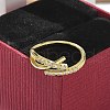 Letter X Shaped Clear Cubic Zirconia Cuff Rings RJEW-G337-09G-4