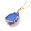 Natural Gemstone Teardrop with Tree Pendant Necklaces NJEW-JN03869-6