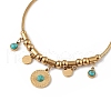 Synthetic Turquoise Flat Round Charm Bracelet BJEW-G669-02G-2