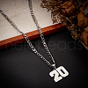 Beebeecraft 1Pc 304 Stainless Steel Figaro Chain Number Pendant Necklaces NJEW-BBC0001-28A-P-4