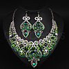 Alloy Rhinestone Bib Necklaces & Dangle Earrrings Sets for Women WG32480-06-1