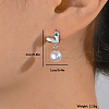 S925 Sterling Silver Imitation Pearl Heart Dangle Stud Earrings OQ4843-2-2