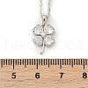 925 Sterling Silver Pave Clear Cubic Zirconia Clover Pendant Necklaces for Women NJEW-G168-01P-5