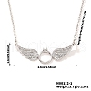 Elegant Brass Micro Pave Clear Cubic Zirconia Ring with Wings Pendant Necklaces for Women QW9057-6