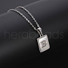 Rectangle Stainless Steel Pave Natural White Shell Pendant Necklaces FS-WG3D812-02-1