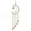 Natural Rose Quartz & Brass Moon Pendant Decorations HJEW-JM01198-01-1