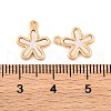 Brass Pave Natural Freshwater Shell Flower Charms KK-S389-04G-3