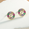 Brass Colorful Cubic Zirconia Stud Earrings WG39B88-16-1